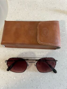 Crap Eyewear Metal Frame Sunglasses with Brown Case - Brown Lenses